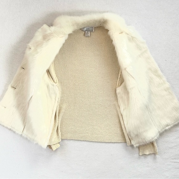 LISA INTERNATIONAL FAUX FUR CHENILLE CARDIGAN SWEATER JACKET WINTER WHITE. SzXL - Picture 5 of 11